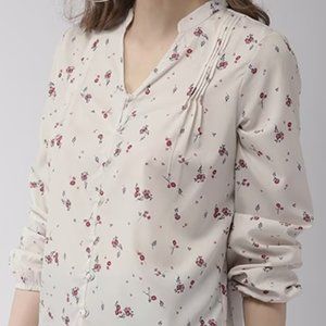 Indian Top, Off-white Floral, XS, New